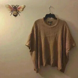 Angee Sweater Baxy Pull Over Brown Scoop Neck Acrylic One Size Fits All